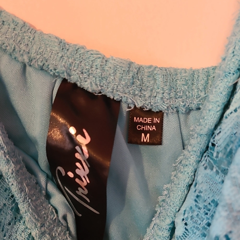 Trixxi Turquoise Lace Dress - Picture 2 of 3